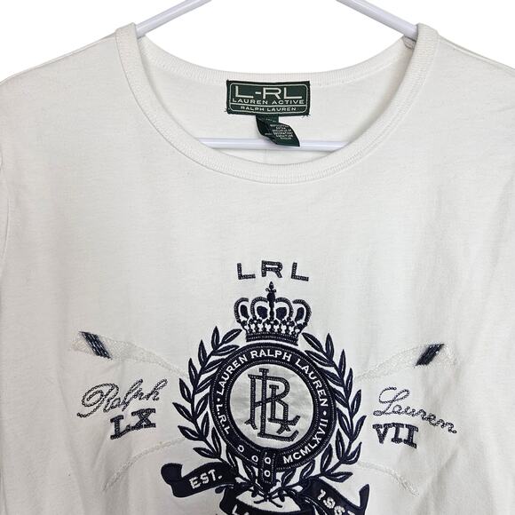 Ralph Lauren L-RL Active Womens Crest Tshirt Preppy Academia Old Money Ivy Sz 1X - Picture 2 of 9